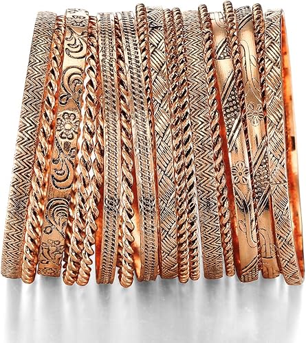 Miniatura 2 de Ensoul Juego de pulseras y pulseras de metal mixto azteca africano indio vintage para mujer, 192.68 pulgadas de diámetro