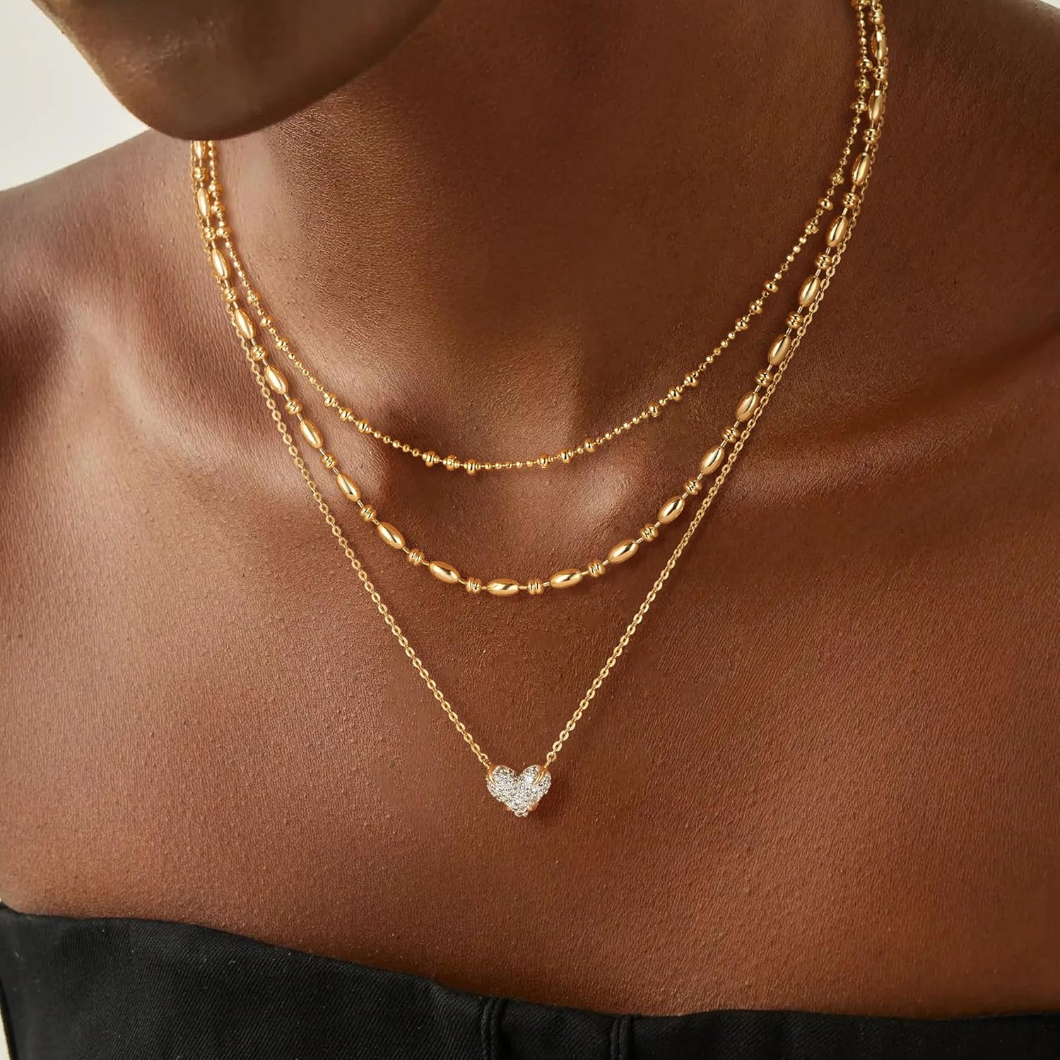 Fettero Christmas Necklace for Women Trendy 14K Gold Plated Dainty Diamond Necklace Charm CZ Clover Star Pendant Necklaces Simple Jewelry Gold Necklace for Women - Image 5