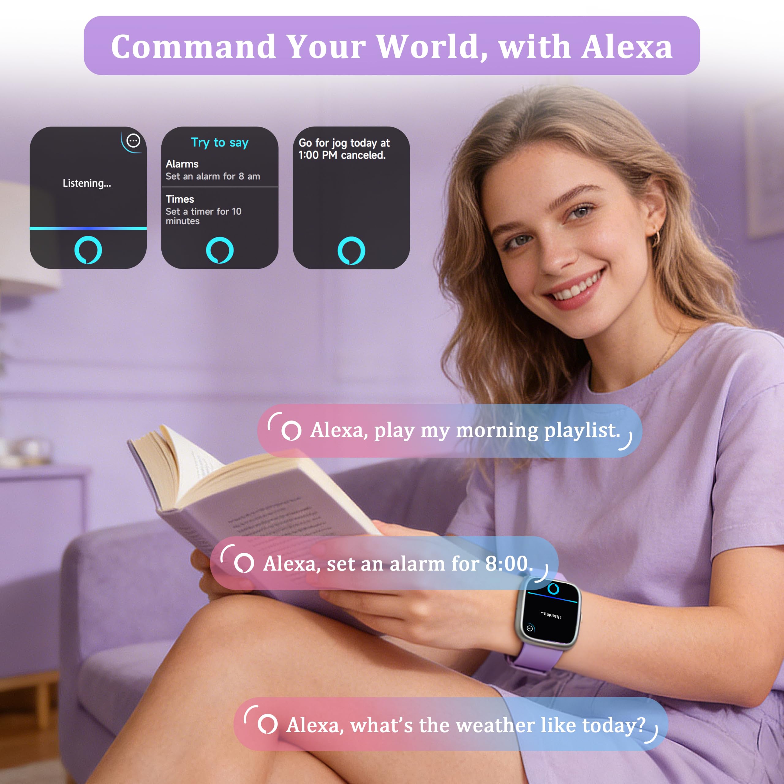 Smart Watch per donne e uomini, smartwatch 2026 [2 cinturini, cassa da 44 mm], orologio fitness tracker da 1,8 pollici Alexa integrato, per fare e rispondere alle chiamate, monitoraggio dello stress