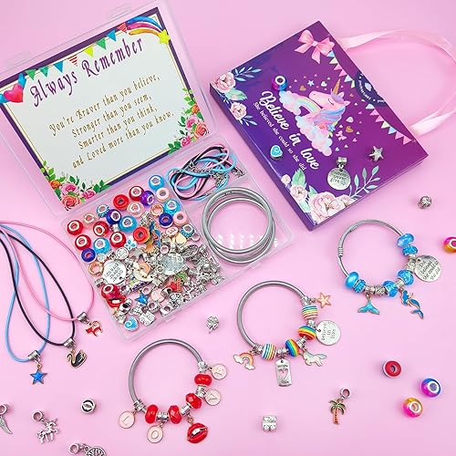 Miniatura 2 de Kit de pulsera con dijes/joyería para niños y niñas, regalos de cumpleaños de unicornio, manualidades y juguetes para niñas de 5, 6, 7, 8, 9, 12 años