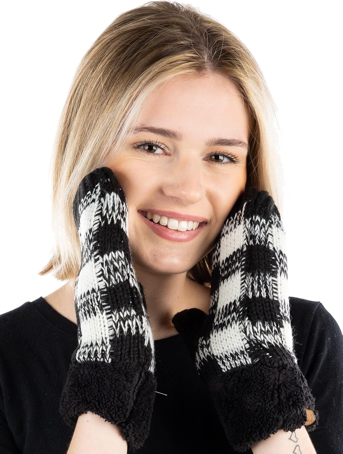 Funky Junque Mittens for Women - Fleece Lined Womens Winter Gloves, Fuzzy Warm Mittens, Cold Weather Fashion Accessories