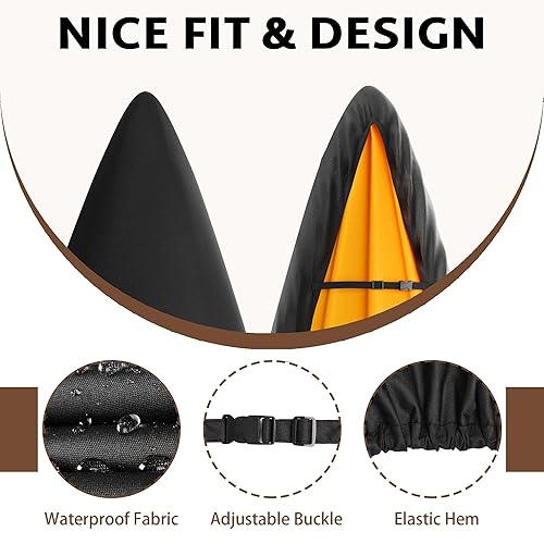 Miniatura 5 de iBirdie Funda para kayak de 9.5 a 10.4 pies, impermeable, resistente a la intemperie, 600D, cubierta de almacenamiento de kayak para exteriores e