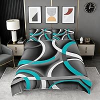 Vista 35 de Funda de edredón abstracta de color negro y morado, tamaño Queen, funda de edredón de geometría moderna con 2 fundas de almohada para adolescentes