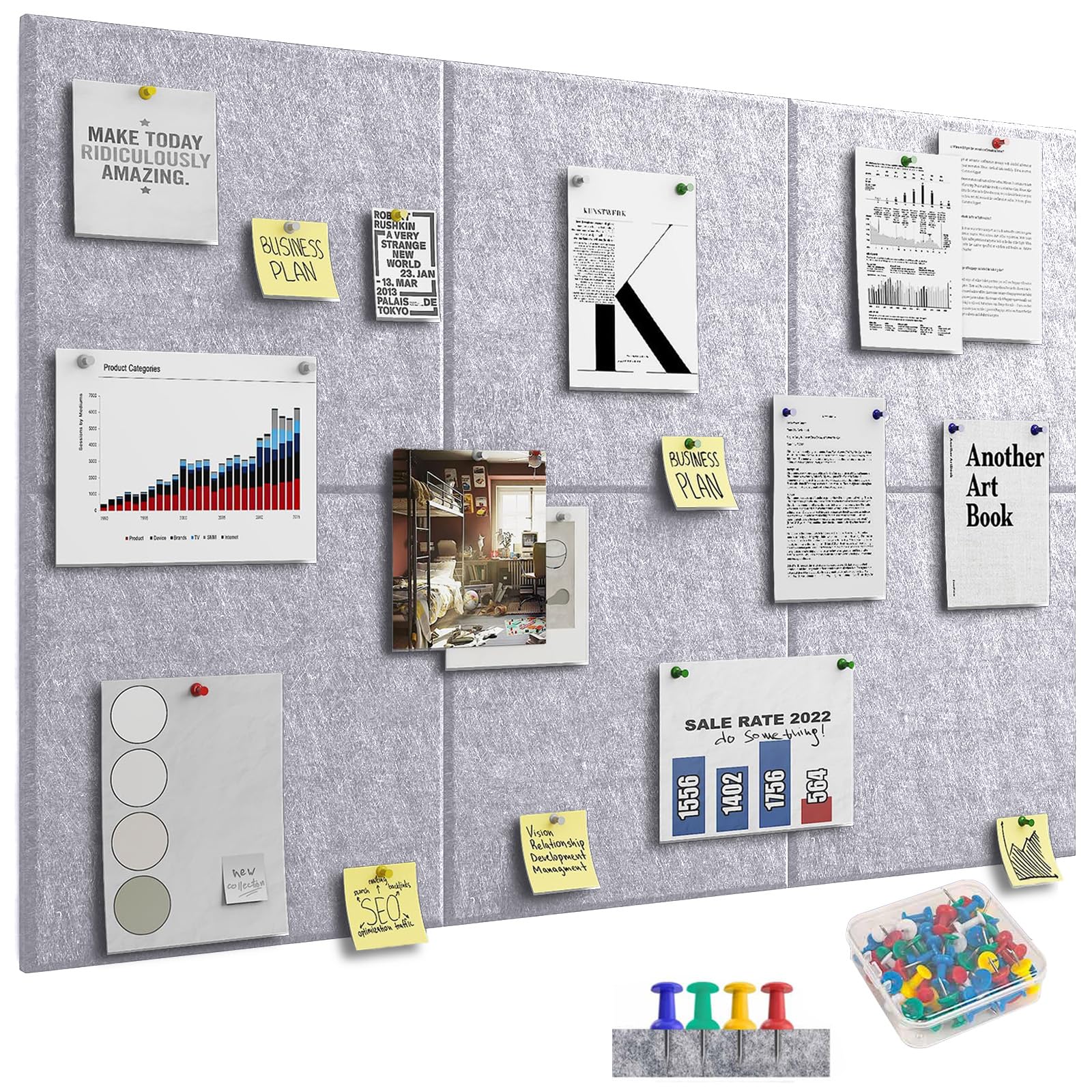 12 Bacheche In Feltro Nero Da Parete 30x30 Cm | Pannelli Autoadesivi Con 60 Puntine | Lavagna Per Foto E Promemoria | Ideale Per Ufficio, Scuola E Casa
