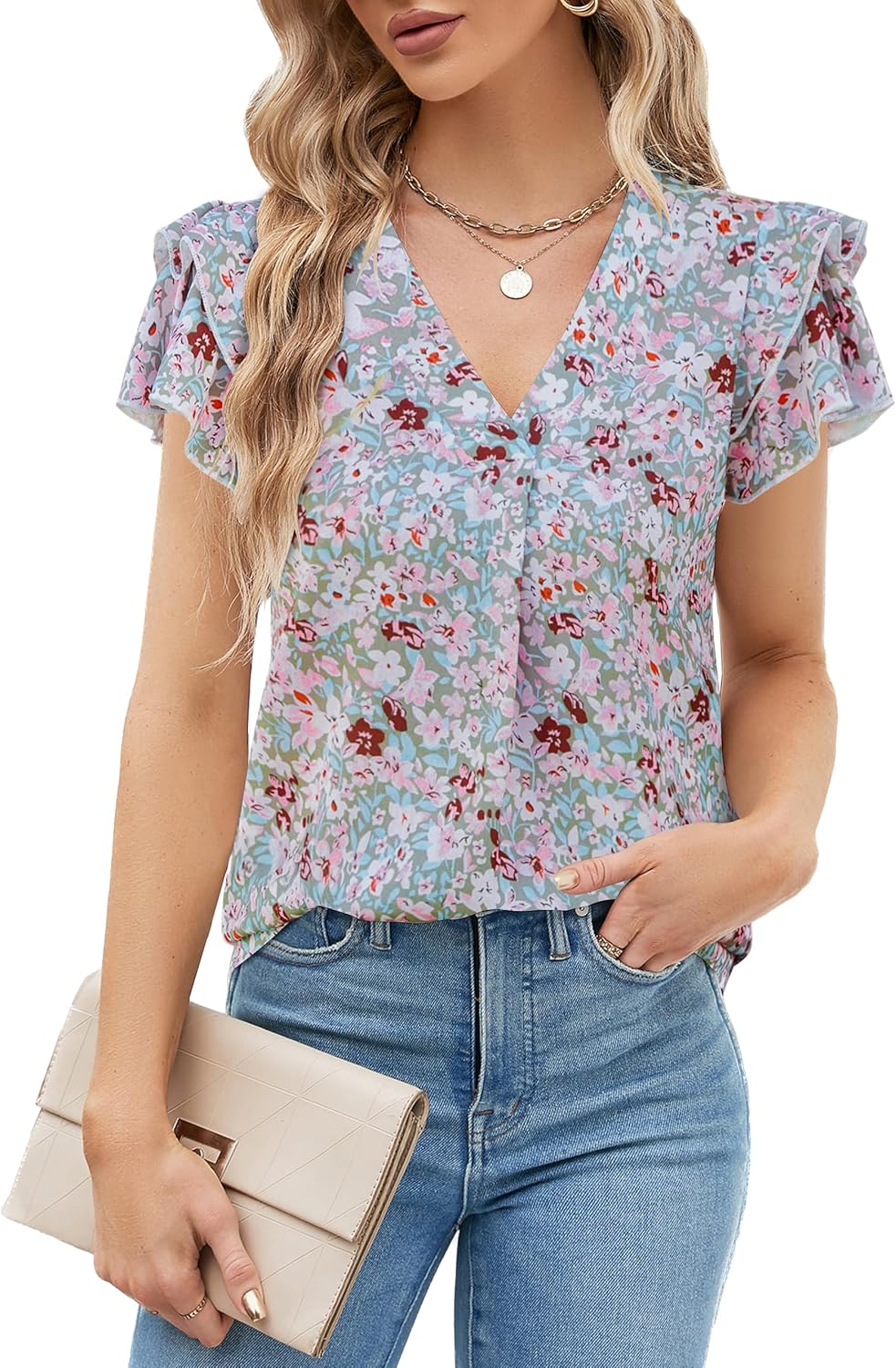 Blooming Jelly Womens Dressy Casual Shirts Short Sleeve V Neck Work Blouse Business Casual Summer Tops 2026