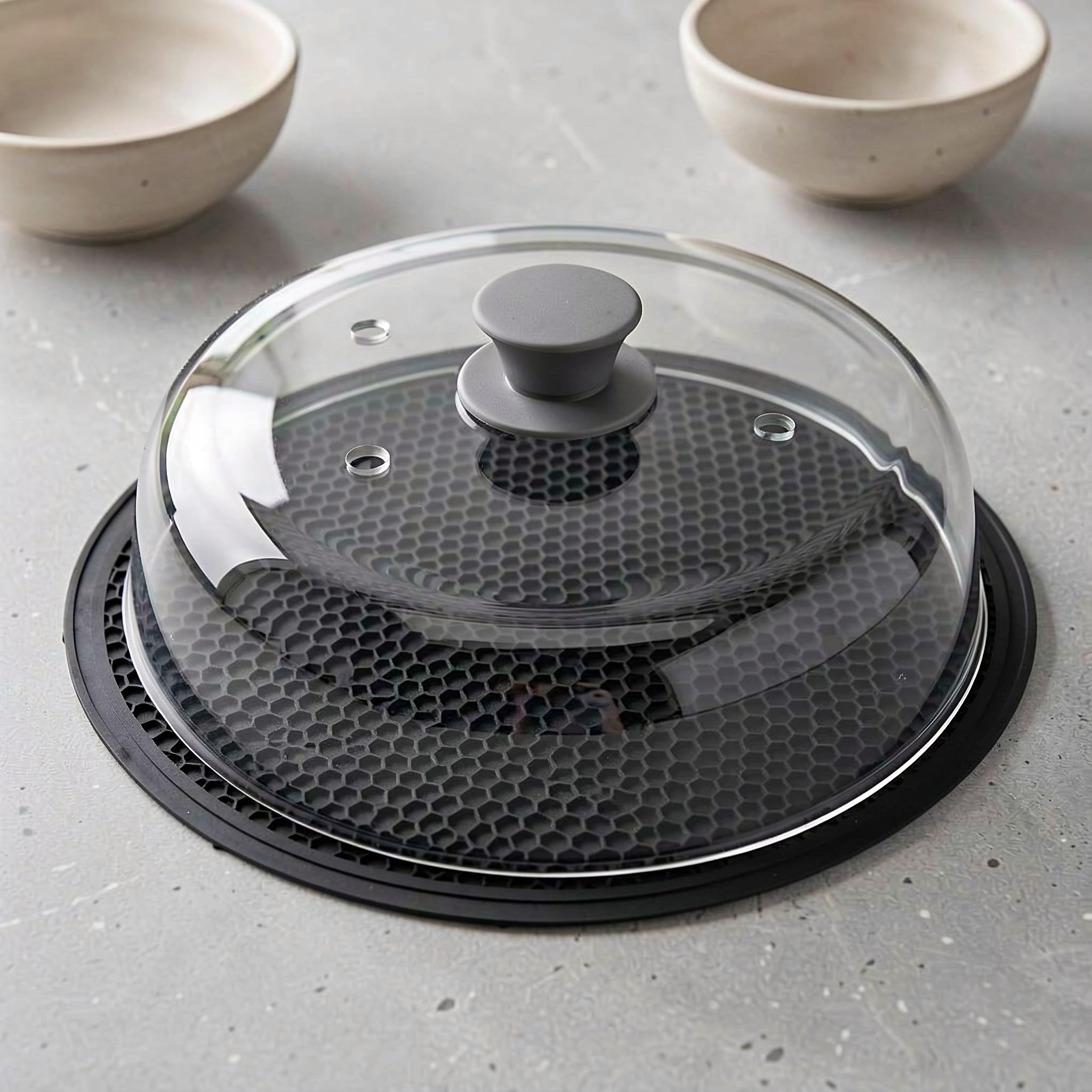 OUNONA Couvercle en verre pour micro-ondes et dessous de plat pour