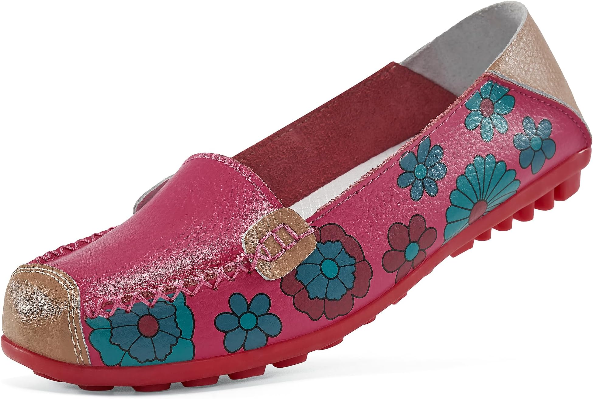 Ablanczoom Womens Loafers Flats Shoes: Women Comfortable Soft Floral Print Dress Loafer Casual Slip on Walking Driving Shoe