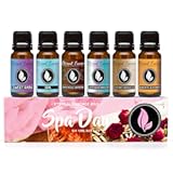 Spa Day Set of 6 Premium Fragrance Oils - Includes Lavender Breeze, Sweet Rain, Coconut Sandalwood, Black Fig & Honey, Patchouli Saffron, and Spa Scented Oils - 10ML