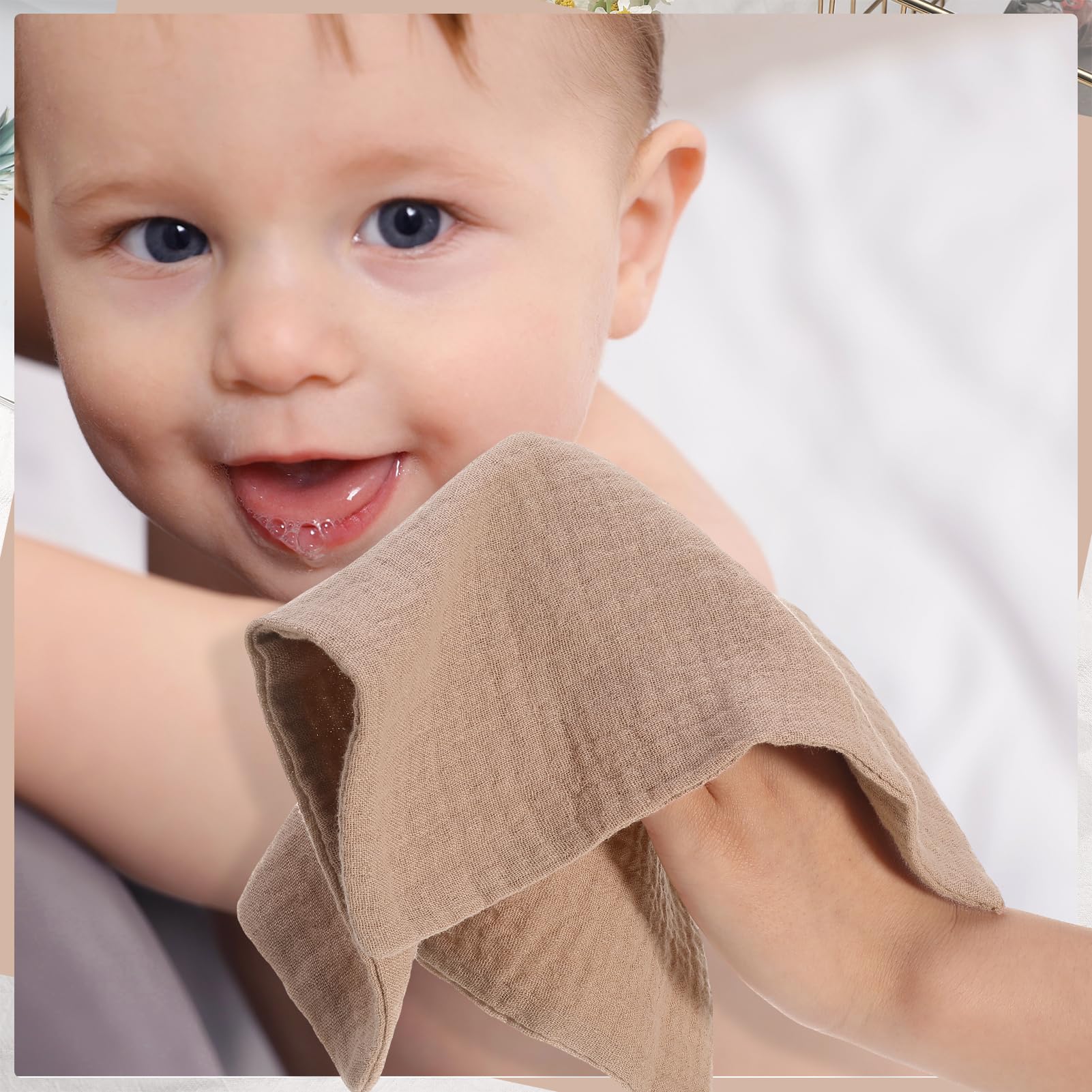 Meng Jiaran 5 Pack Baby Muslin Squares Muslin Cloths For Baby Small Washcloths Natural Cotton Wipes Essentials For Newborn Wiping Feeding - Image 4