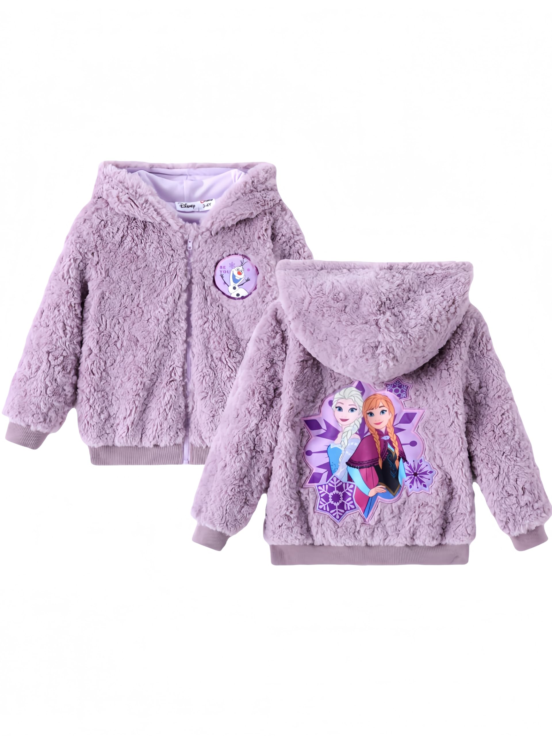 Disney Stitch Minnie Frozen Princess - Chaqueta de forro polar con cremallera Sherpa con capucha cálida para invierno, para exteriores de 2 a 13 años