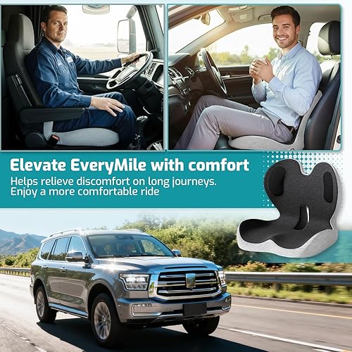 Miniatura 5 de Cojín de asiento de espuma viscoelástica, cojín para silla de oficina con soporte lumbar, cojines ergonómicos en forma de L con correa, ciática