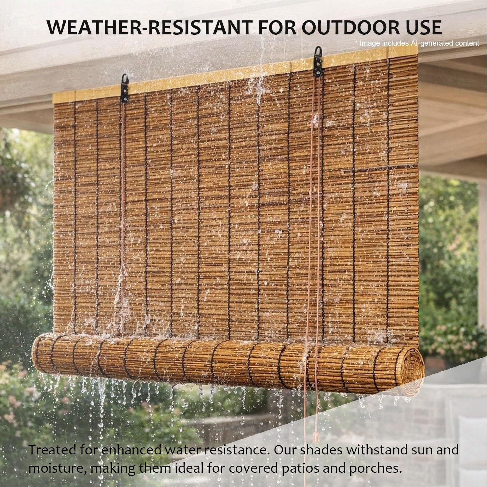 Rideau De Roseau Carbonisation Tissés À La Main, Store Enrouleur Bambou De Balcon, Stores en Bambou Rideau De Paille, pour Extérieur Patio(W39xH79IN(100x200CM))