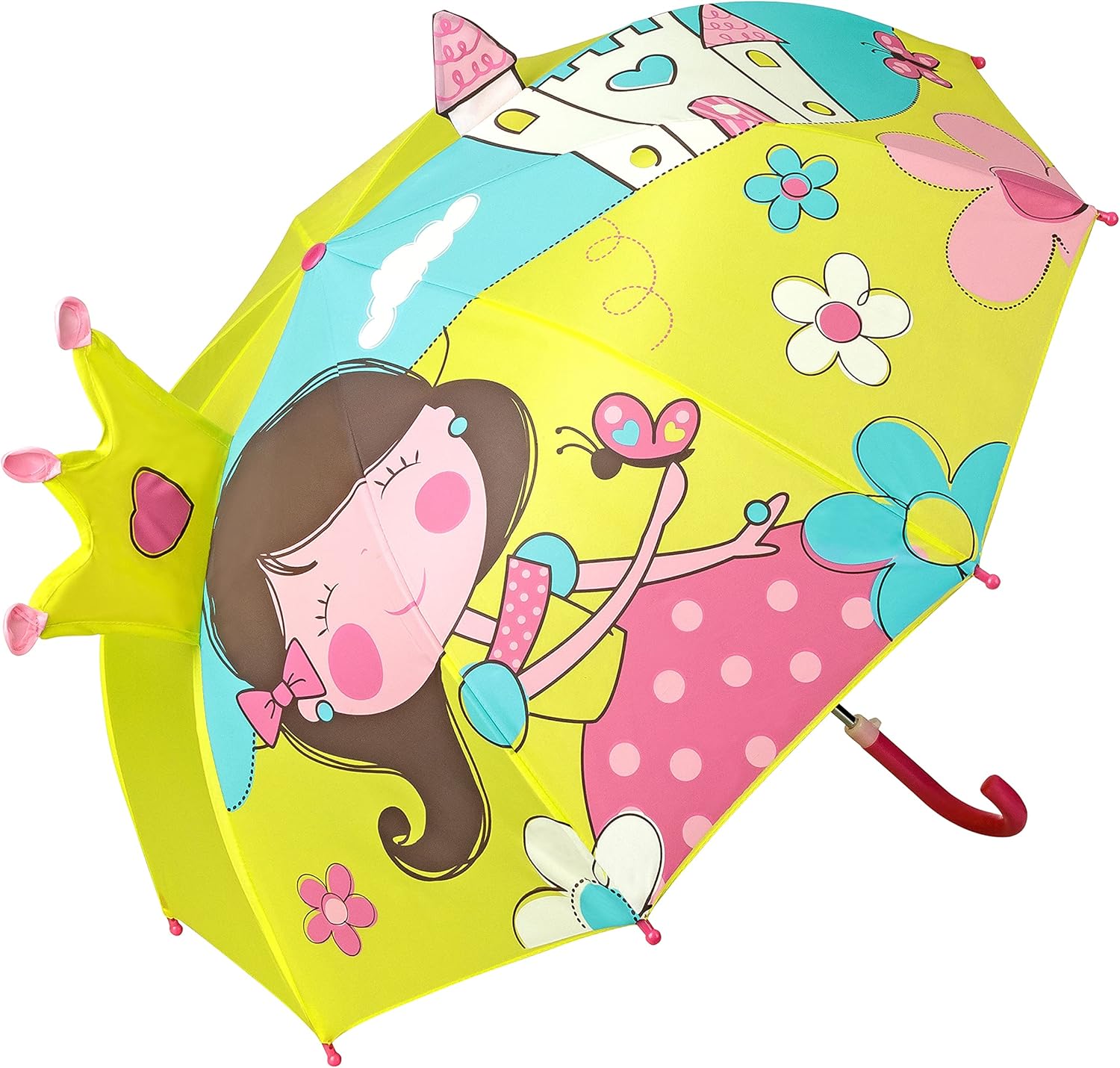 VON LILIENFELD® Paraguas Infantil Princesa con Castillo Niños Niñas Ligeramente Estable Colorido Regalo hasta 8 años