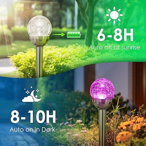 Miniatura 5 de Solpex - Luces solares de jardín para exteriores, paquete de 3 unidades, multicolor, cambio de color y blanco, 2 modos, bola de vidrio alimentada