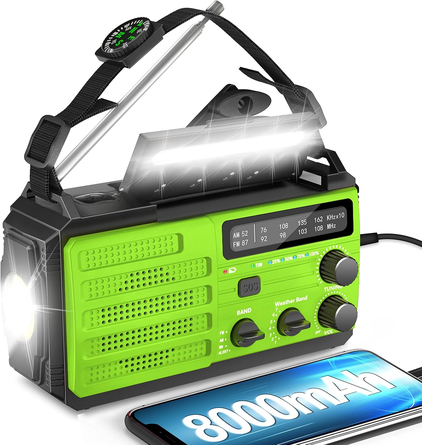 Givoust 8000mAh Emergency Radio, NOAA/AM/FM Weather Radio with Solar