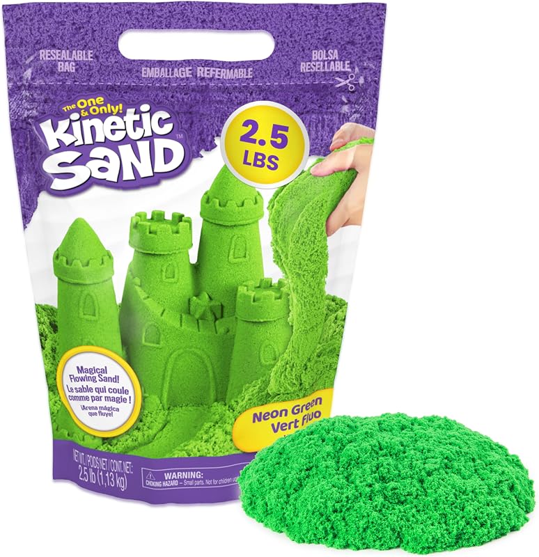 2.5lb Green Amazon Exclusive, Moldable Sensory Toys, Ages 3+ | Squish, Mold, Shape & Flow Play Sand, Resealable Bag for Easy Storage, Creative Open-Ended Play, Birthday Gifts for Kids