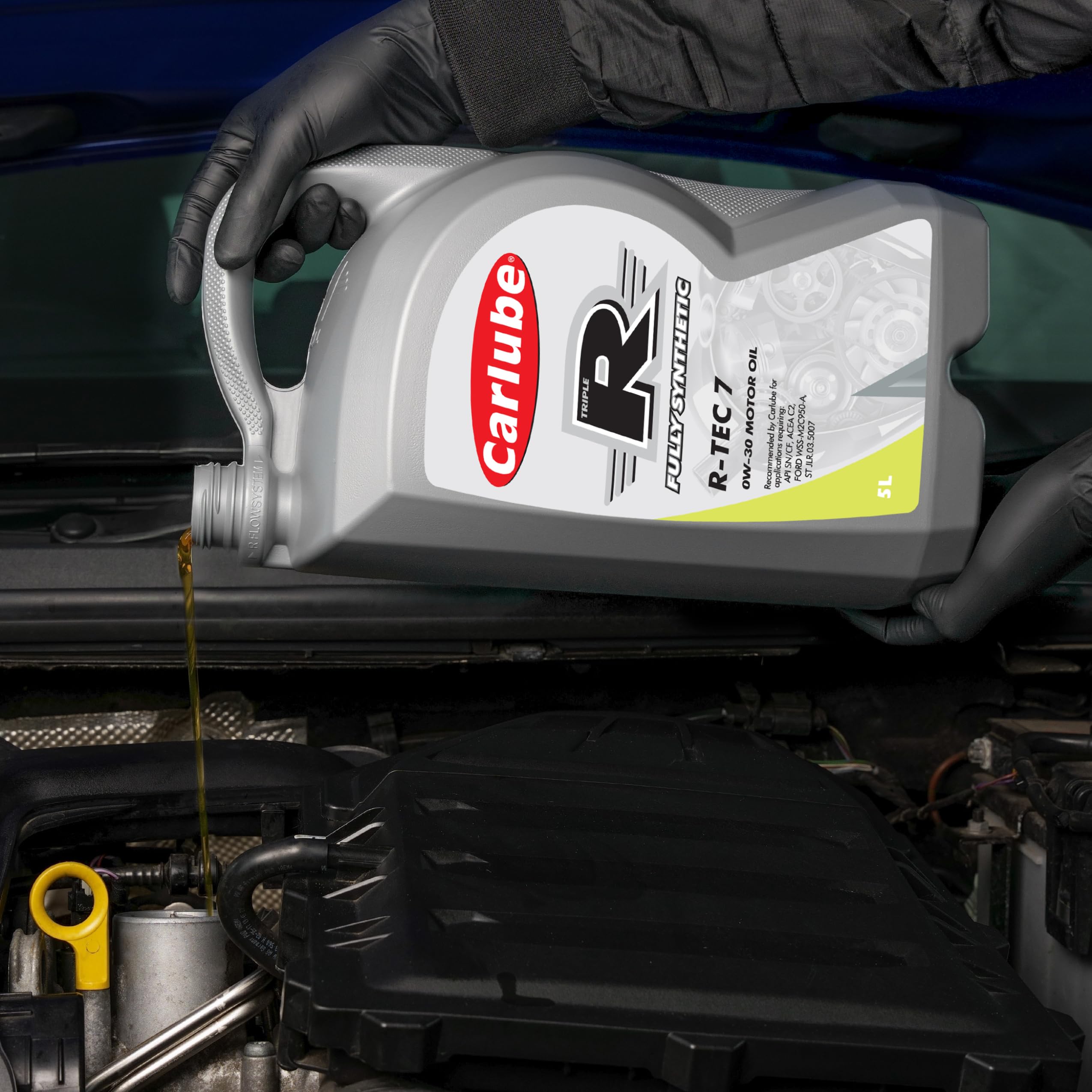 Carlube Triple R 0W-30 C2 F Aceite de motor de automóvil completamente sintético, 5 L para Ford, ACEA C2