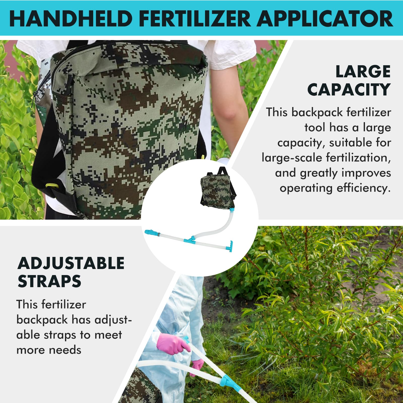 Esparcidor De Fertilizante Mochila, Esparcidor Manual Esparcidor De Semillas Aplicador De Fertilizantes, Portátil Ajustable Abonadora Manual Pulverizador De Fertilizante Para Fertilización, Jardinería