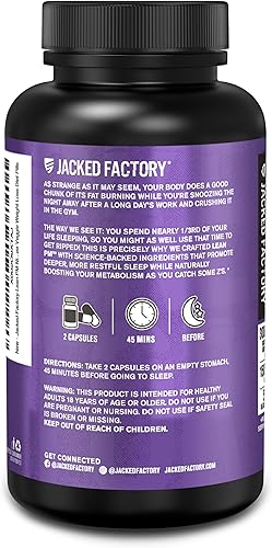 Vista 9 de Jacked Factory Lean PM - Quemador de grasa nocturno, suplemento de ayuda para dormir y supresor del apetito para hombres y mujeres, 120 píldoras