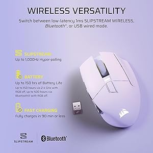Corsair Scimitar Elite Wireless SE MMO PC Gaming Mouse  33,000 DPI, 16 Programmable Buttons, Key Slider, Elgato Virtual Stream Deck, 1,000Hz Polling, Up to 150-Hour Battery  White