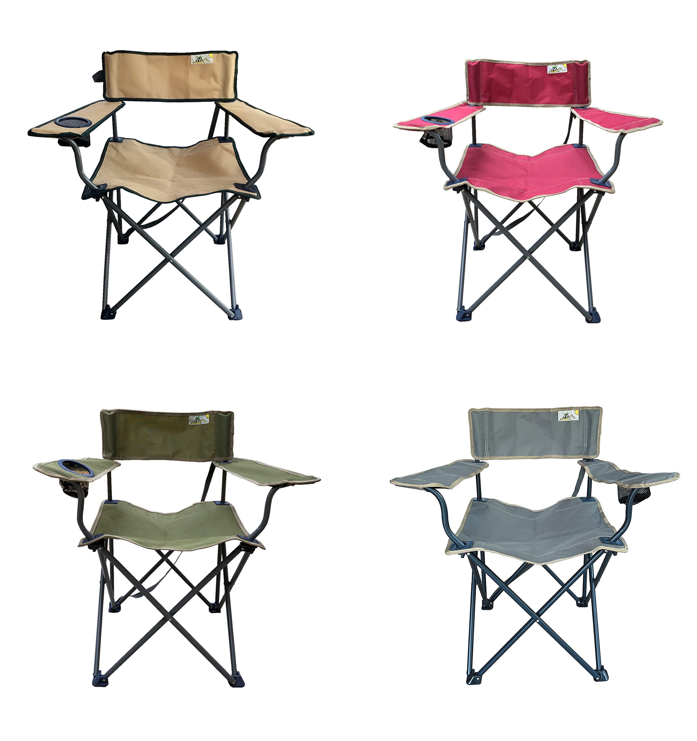 Star Portable Folding Camping Chair with Arm Rest Cup Holder, Has an Alloy Steel frame and easy clean polyester fabric (Colour- Grey)
