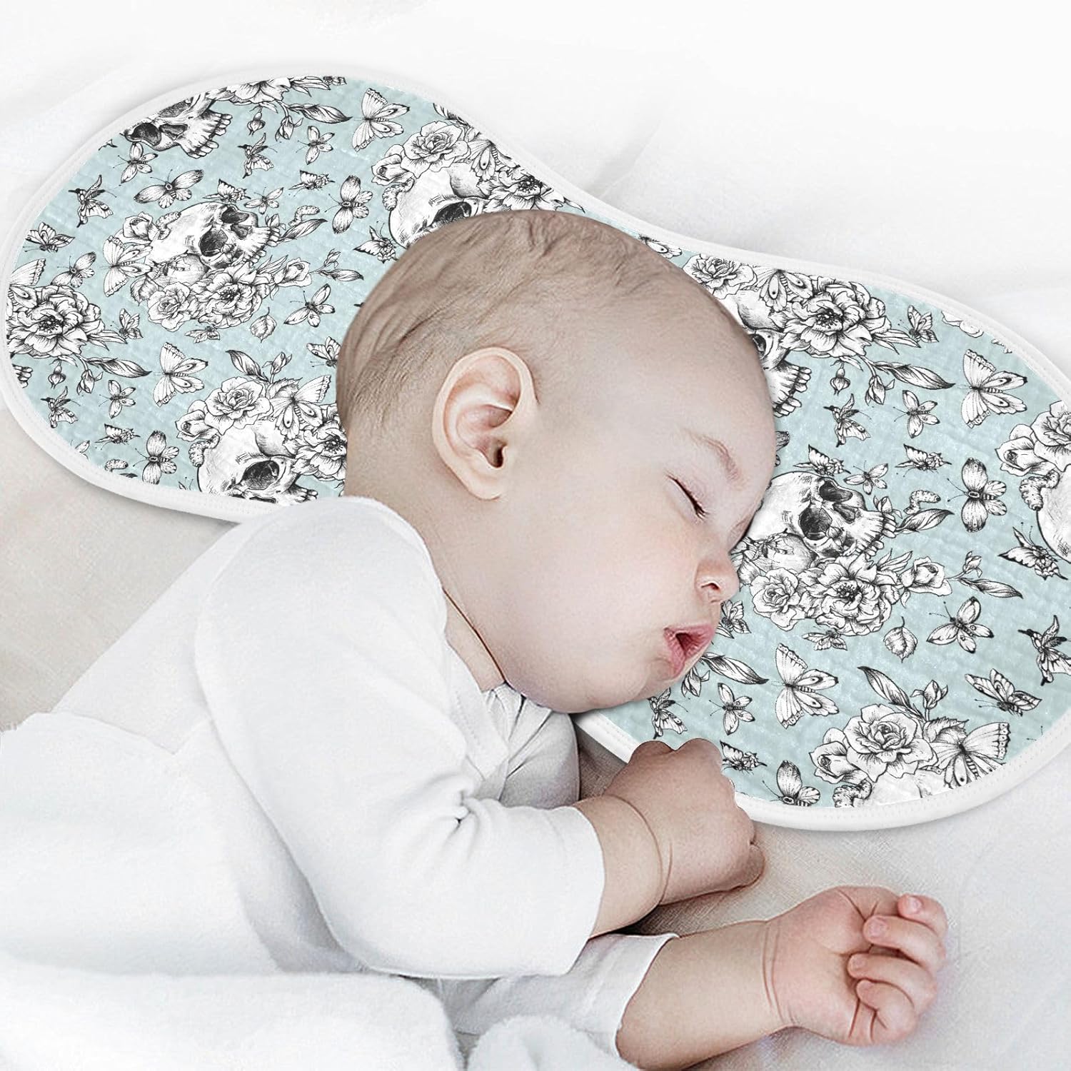 Muslin Burp Cloths for Baby Boys and Girls - 4-Pack Ultra Absorbent Goth Skull Muslin Washcloths, Newborn Towel, Milk Spit Up Rags, Burp Cloth Bib for Unisex, 22 x 11 Inch