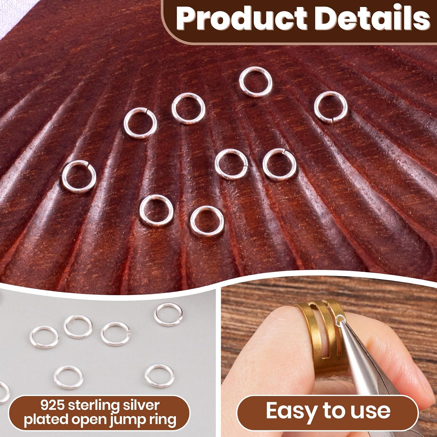 HINZIC 10pcs 925 Sterling Silver Jump Rings, 3mm Open Split Ring Connector for Jewelry Making, Small Clasp Accessories for DIY Crafts Necklaces Bracelets Earrings