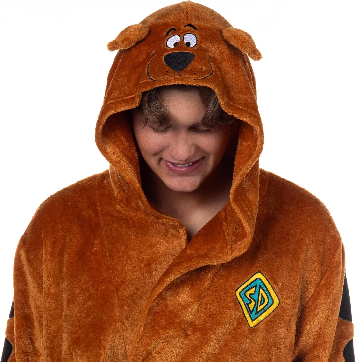 INTIMO Scooby-Doo Robe Men's Character Embroidered 3D Design Hooded Bathrobe For Adults