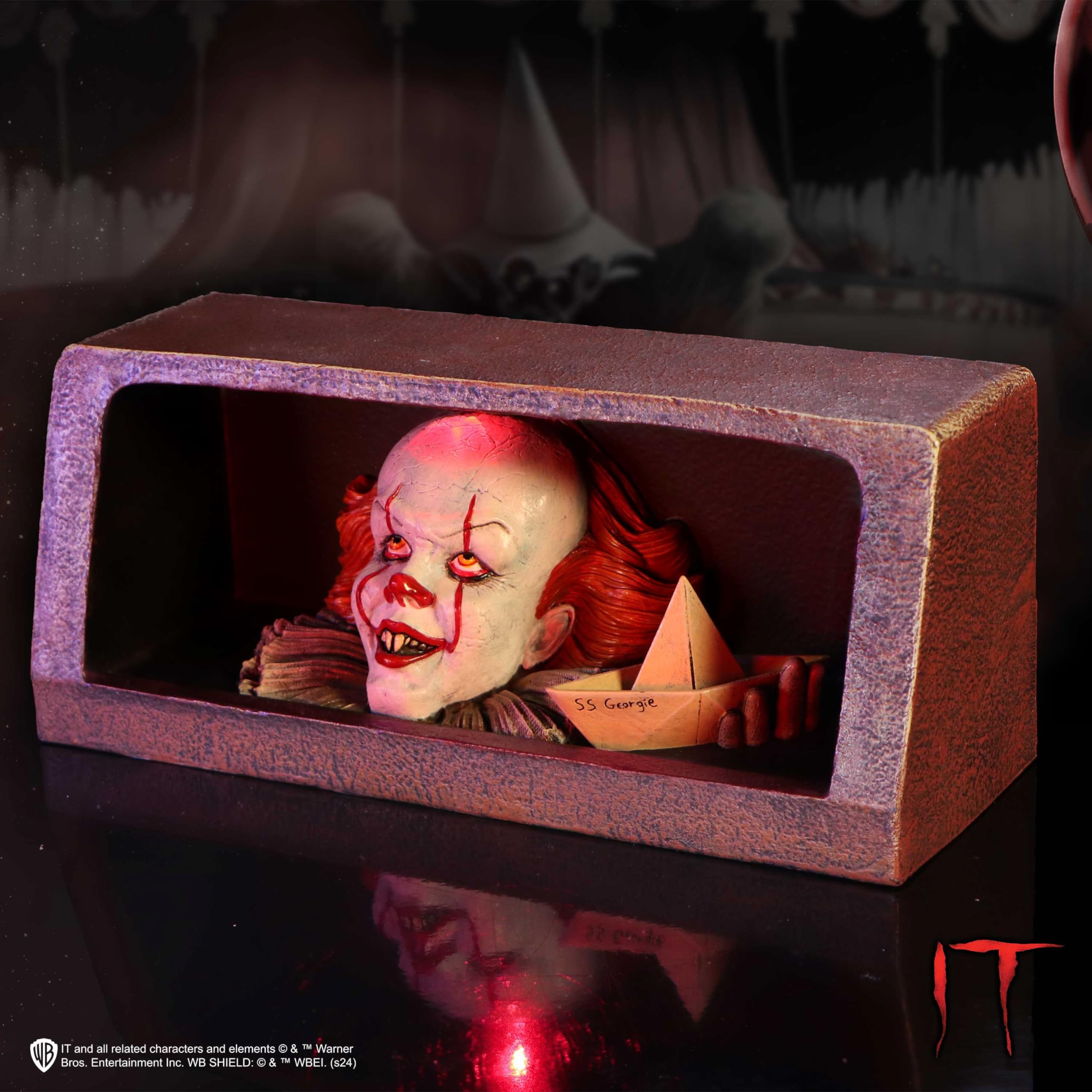 Nemesis Now IT Pennywise Drain - Statuetta luminosa in resina, 20 cm, prodotto ufficiale IT The Clown, Pennywise Clown, decorazione per sala cinema, realizzata in resina finissima