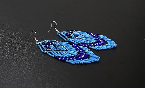 Miniatura 6 de Pendientes hechos a mano con cuentas de cristal de estilo nativo americano, pendientes de cuentas nativas al estilo mexicano de artesanos, regalos