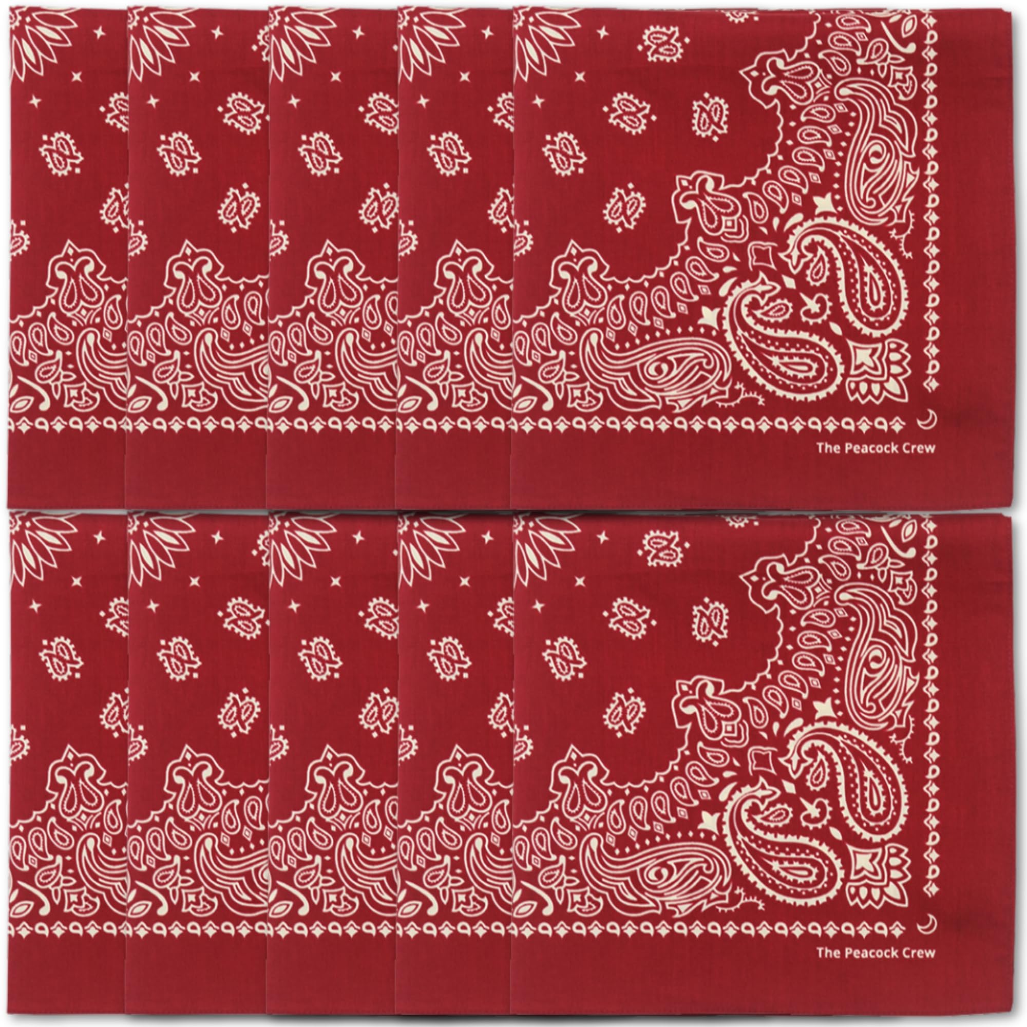The Peacock Crew Premium Soft Cotton Bandanas Pack for Men and Women Paisley 22 x 22 inches