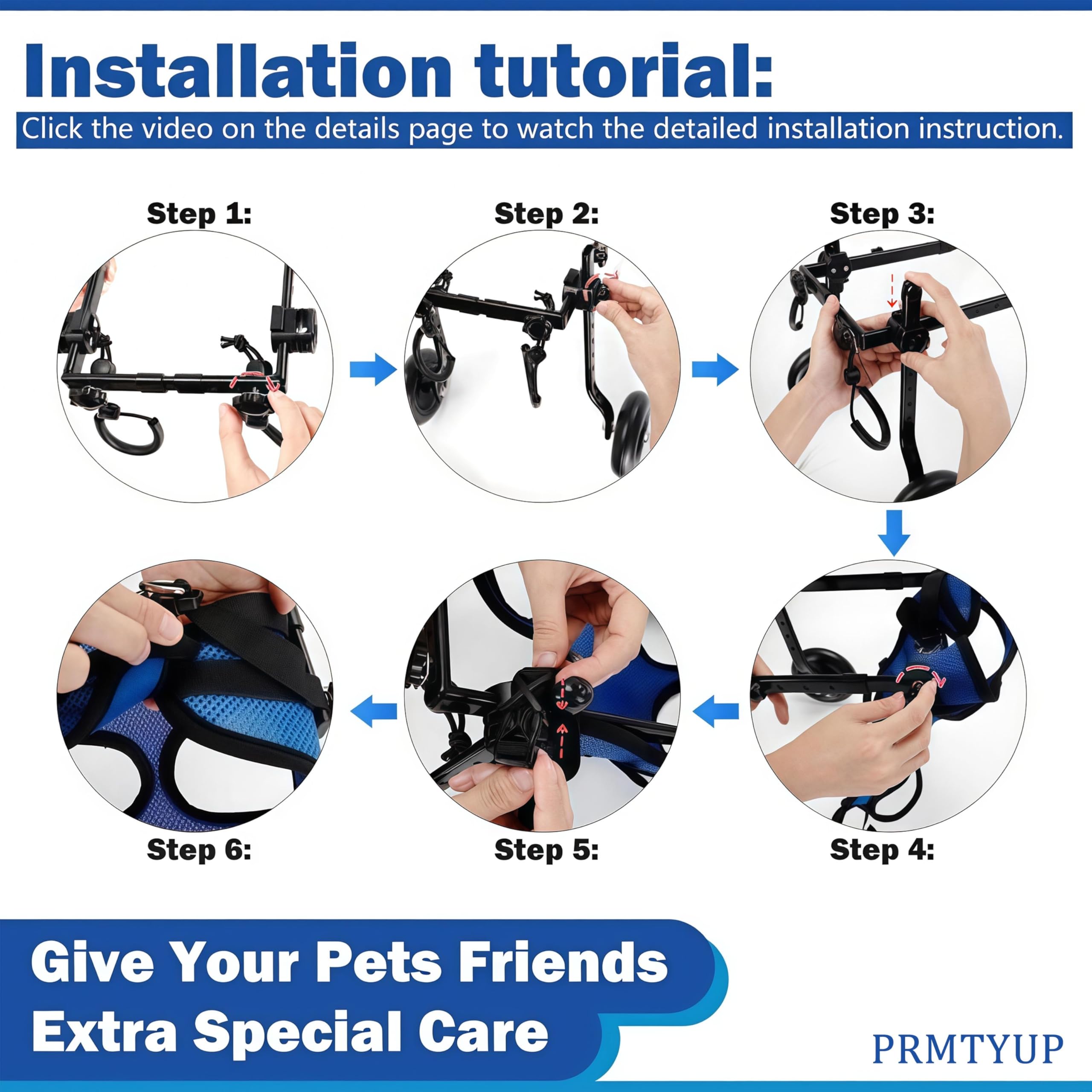 Silla de ruedas de aluminio para perros, carrito de soporte para mascotas de 2 ruedas, ligero y duradero, ruedas silenciosas para una fácil movilidad, ideal para perros discapacitados, tamaño
