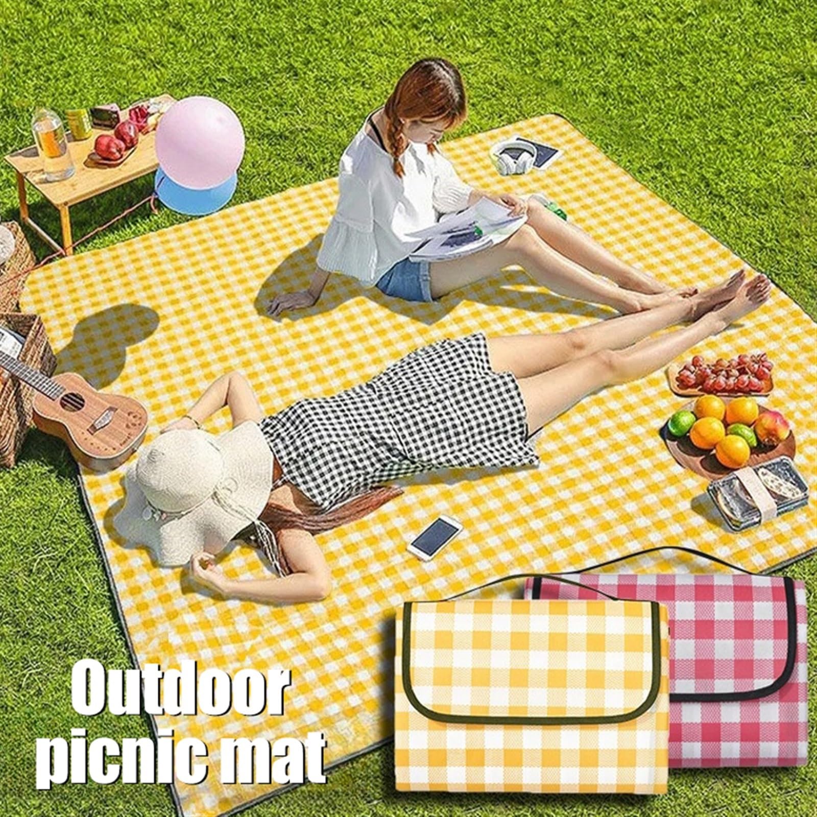 Tapis de Camping extérieur épais, imperméable, Couverture de Pique-Nique Portable, Tapis de Sol de Camping de Plage, Tapis de Couchage de Voyage Couverture de Plage(Red-200x200cm)