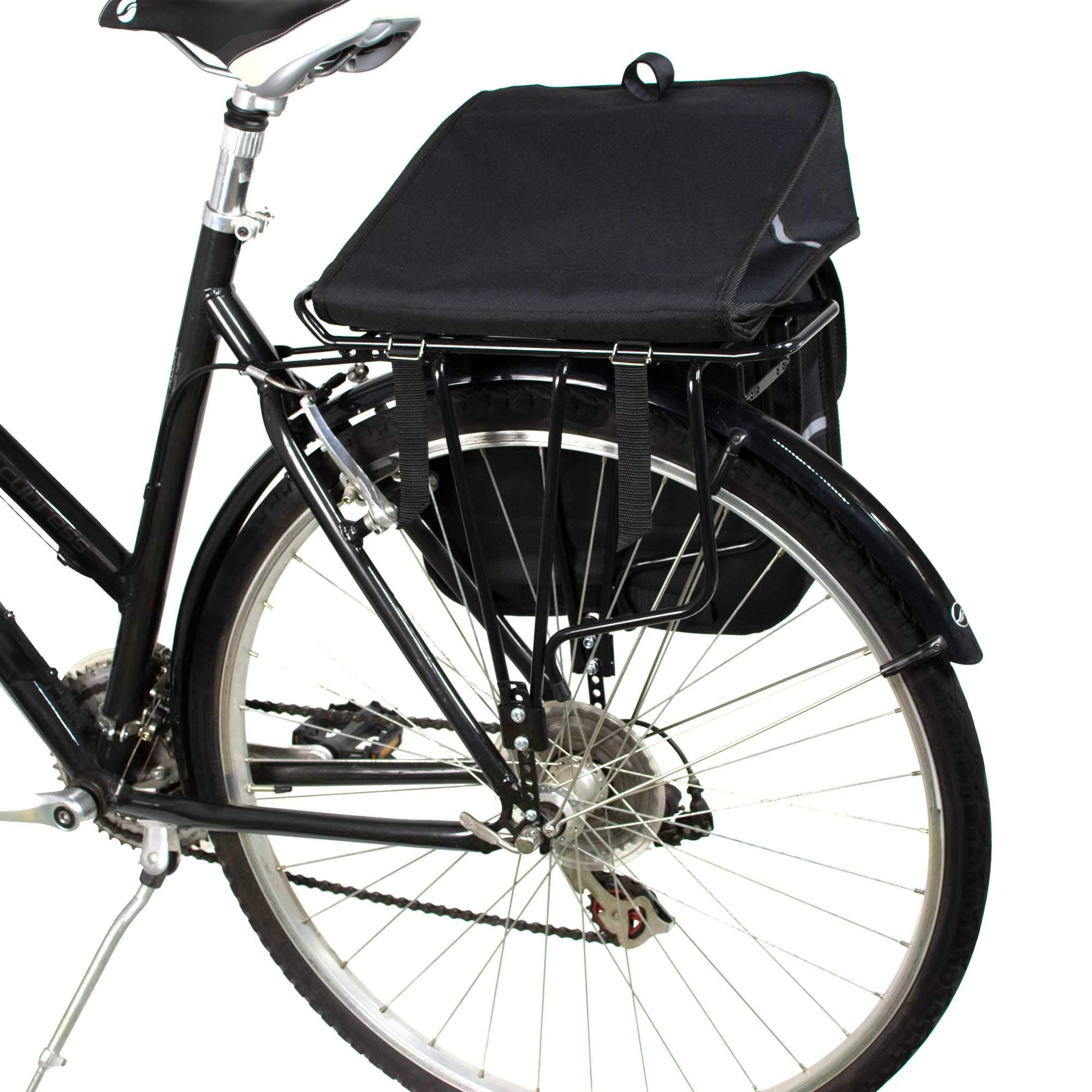 Classic CS - Alforjas Dobles para Bicicleta 26L (2x13L), Resistentes al Agua, Tapa Diagonal, Base Reforzada, Bandas Reflectantes (Prado Rojo)