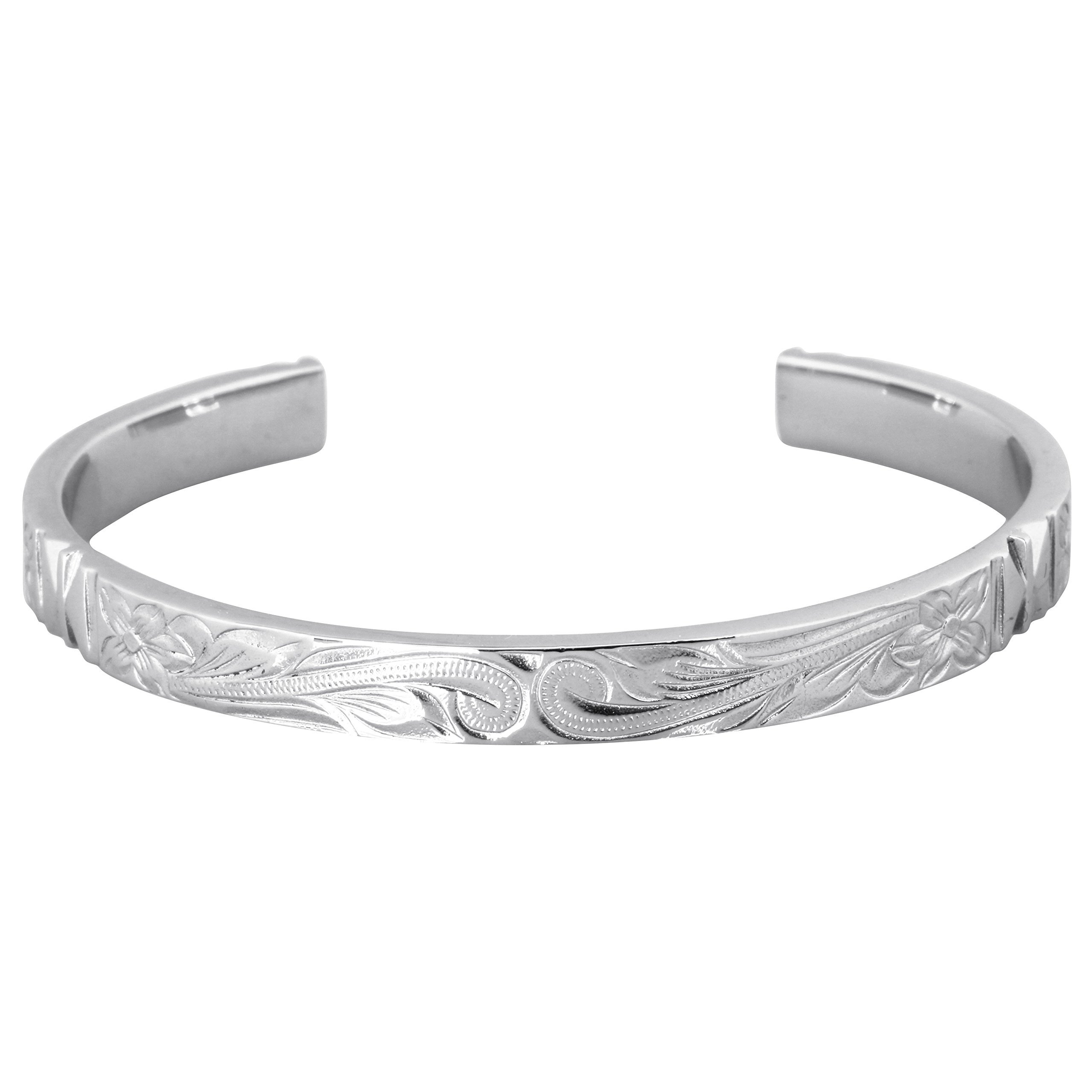 Austaras - Bracciale rigido in stile hawaiano, per uomo e donna, One Size, Nichel Metallo Acciaio inossidabile Argento sterling