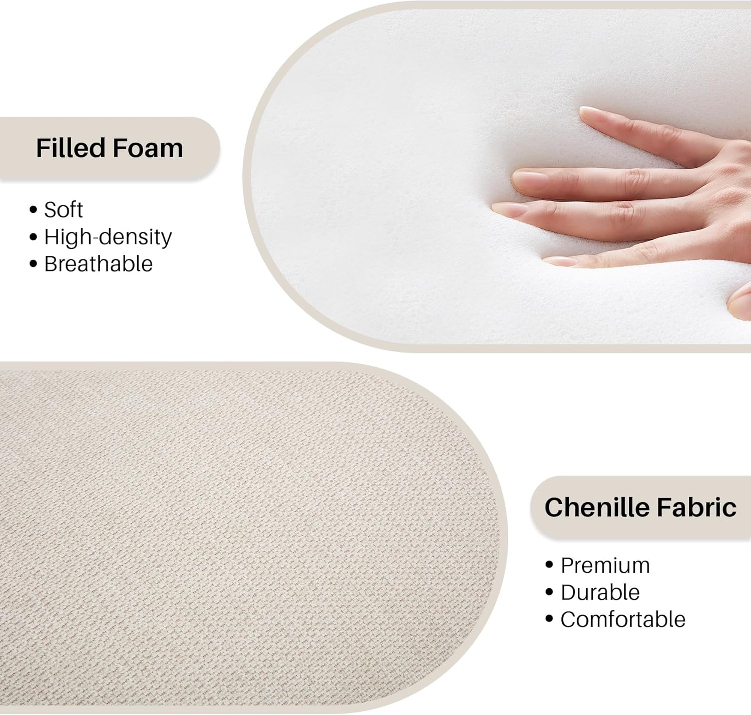 End of Bed Bench 61.2",Entryway Bench,Modern Upholstered Bench Ottoman,Chenille Paded Footrest Stool with Metal Legs for Living Room, Foyer Mudroom Hallway,Beige
