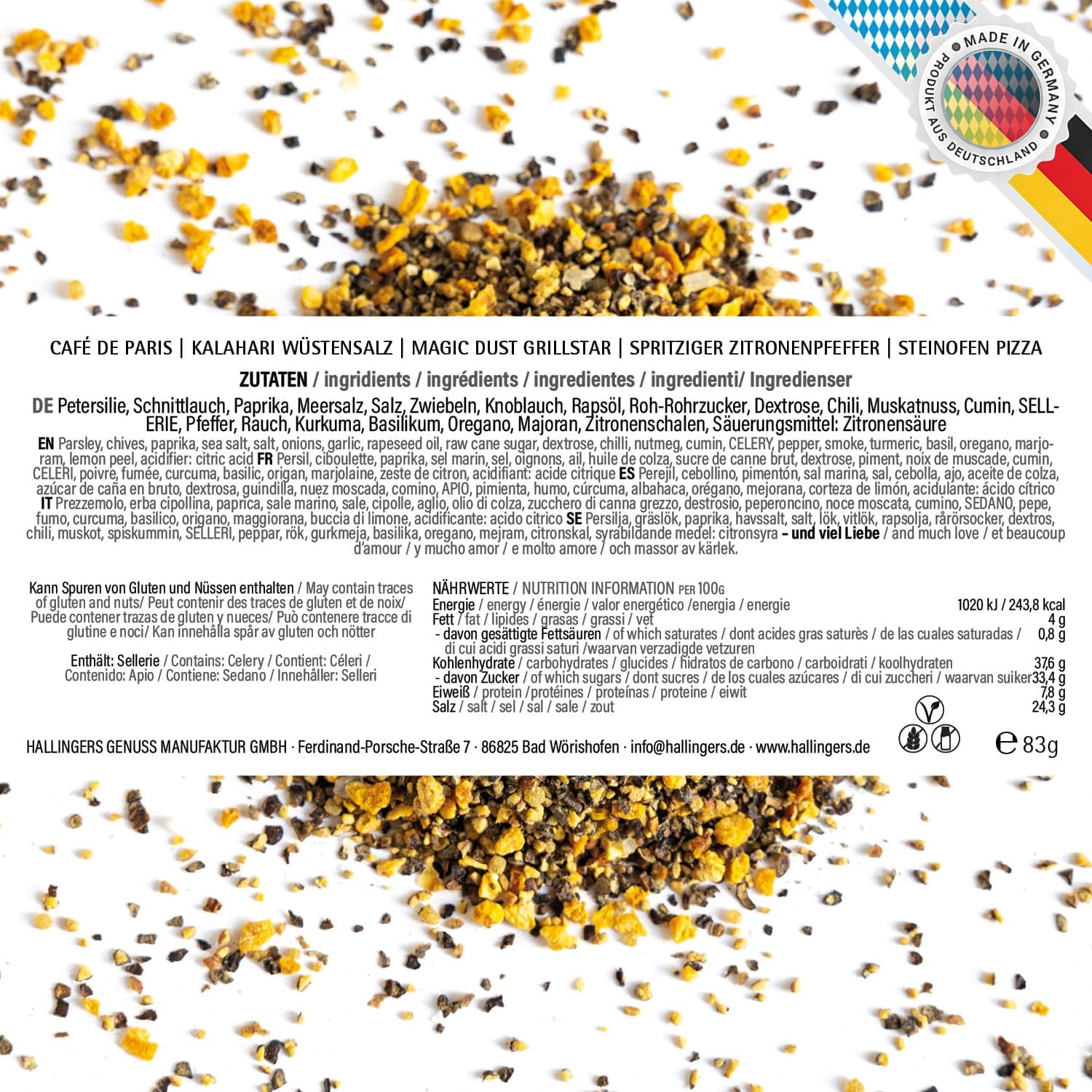 Hallingers Genuss Manufaktur Gewürz Glückwunsch-Geschenk-Set - 5 Gewürze aus aller Welt in wertiger Geschenkbox mit Rezept-Booklet "Herzlichen Glüc...", Geschenkidee für Frauen Männer