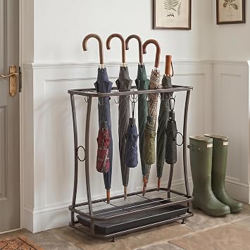Turosur Umbrella Holder Stand, 21holes 24hooks,Umbrella Rack Stand, Umbrella storage Rack with Removable Drip Tray for Entryway Home Office Black