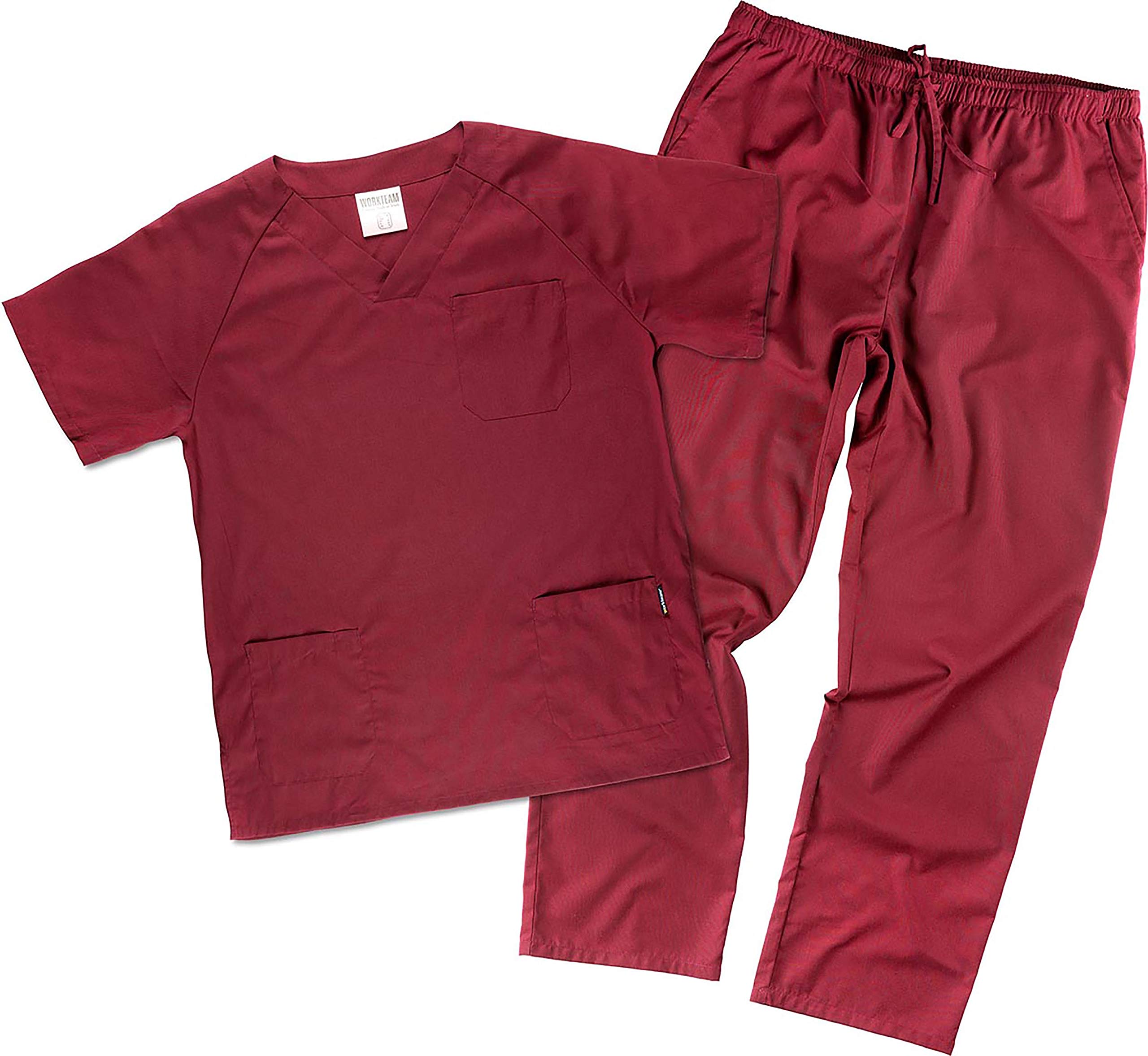 Work Team Uniforme Sanitario, con elástico y cordón en la Cintura, Casaca y Pantalon Unisex Granate L