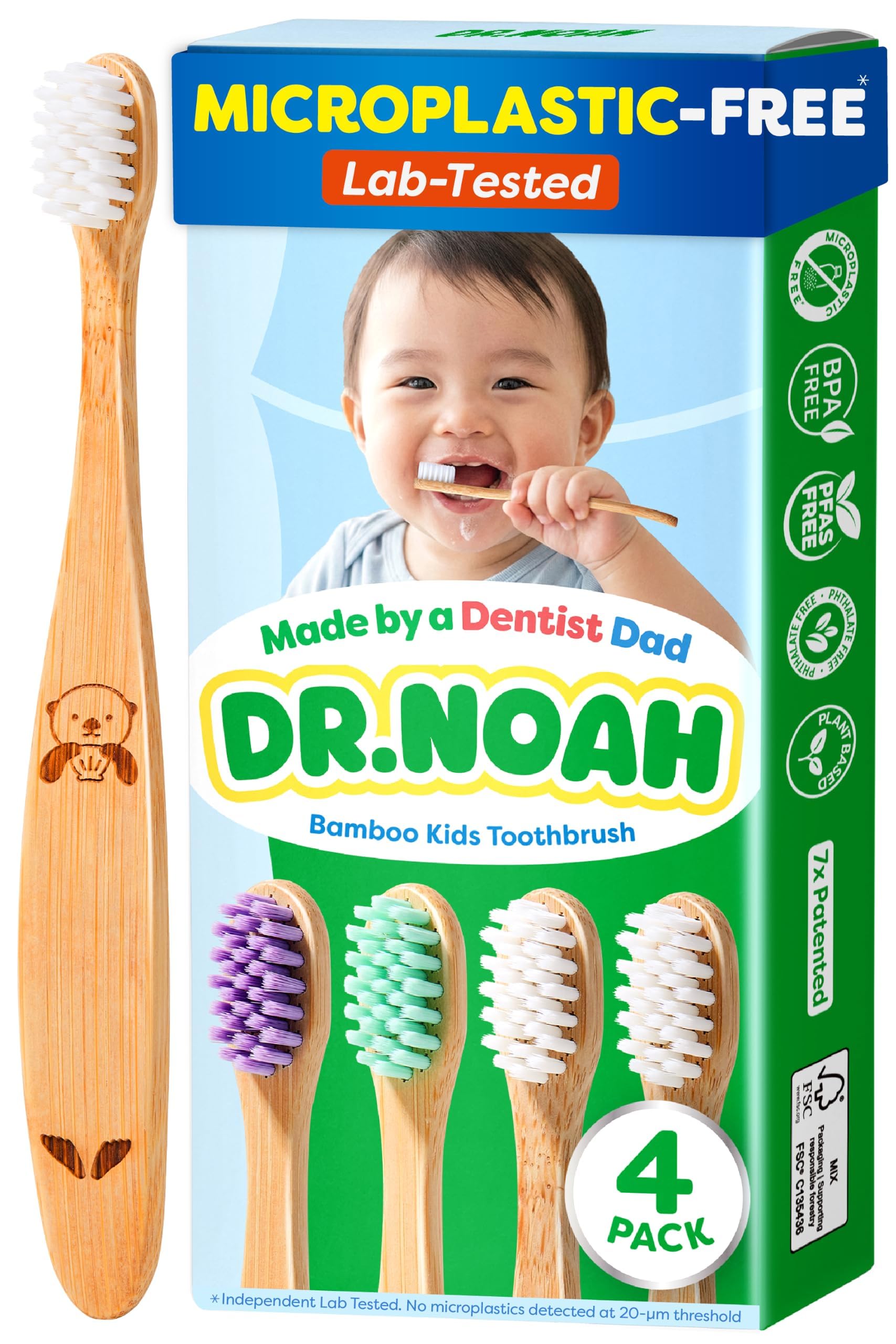 Dr. Noah Bamboo Baby Toothbrush - Microplastic Free -1