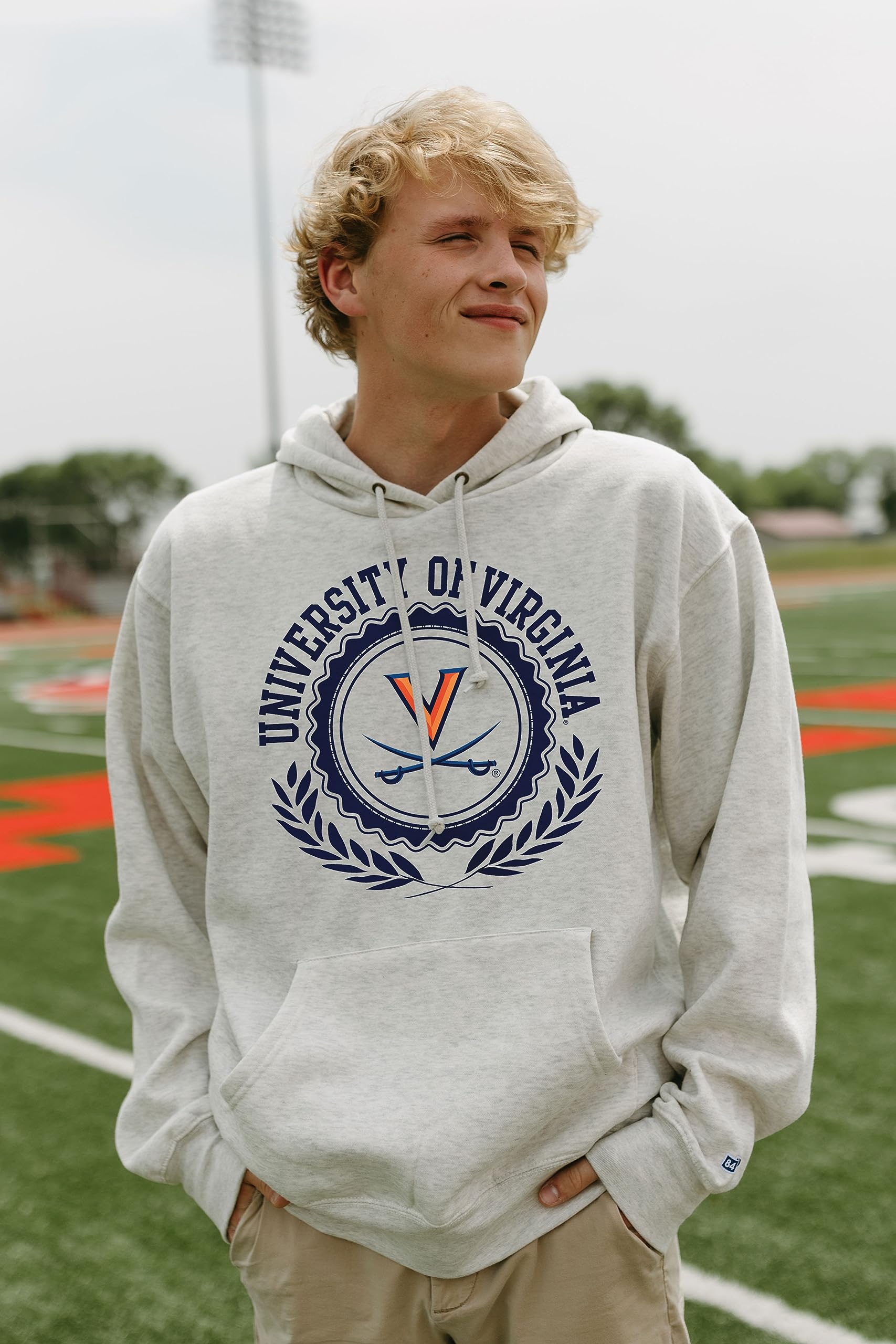 Blue 84 Standard NCAA Officially Licensed Hooded Sweatshirt Crest Oatmeal