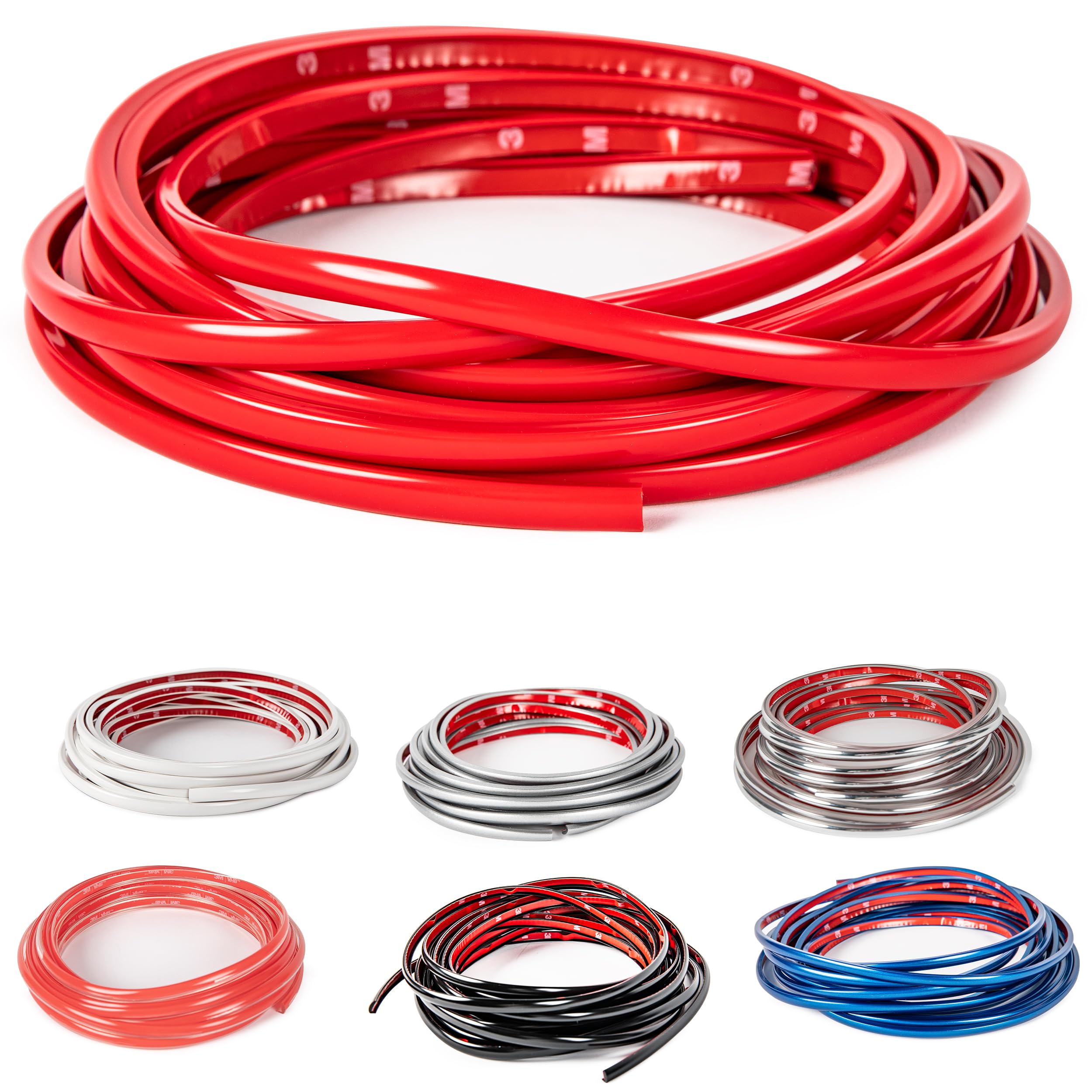 TRUE LINE Automotive Wheel Rim Protector (Red) - Premium Quality Ultimate Guard for 4-Inch Rims - Original L-Shaped Trim, Scratch Prevention, Adhesive Install - Made in USA