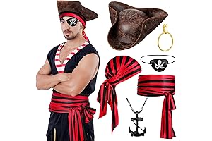 Capoda Adult Pirate Costume Accessories Set for Women and Men
