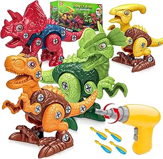 Take Apart Dinosaur Toys for Kids 3 4 5 6 7 8-Year-Old Boys, STEM Dinosaur Toy with Electric Drill for Kids, Learning Construction Dinosaur Toys for Kids 3-5 5-7, Dinosaur Gifts for Boys & Girls