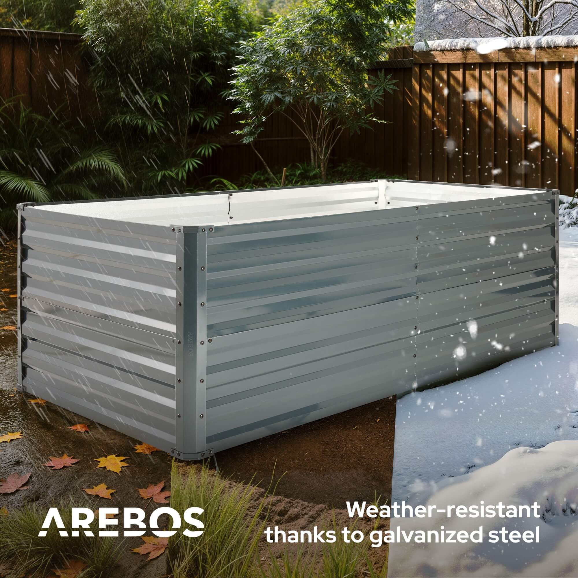 Arebos metalowe łóżko podniesione 120x90x59 cm | łóżko ogrodowe ze stali ocynkowanej | odporne na warunki atmosferyczne i rdzę łóżko do sadzenia | prostokątne łóżko warzywne do ogrodu i patio
