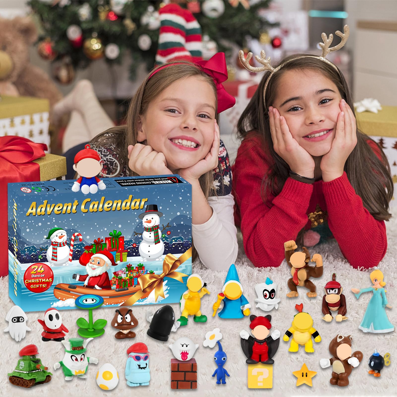Calendario dell'Avvento Super Bros,Calendario dell'Avvento a Tema Super Bros 2025 con 24 Personaggi Bros da Collezione,Idea Regalo per Natale