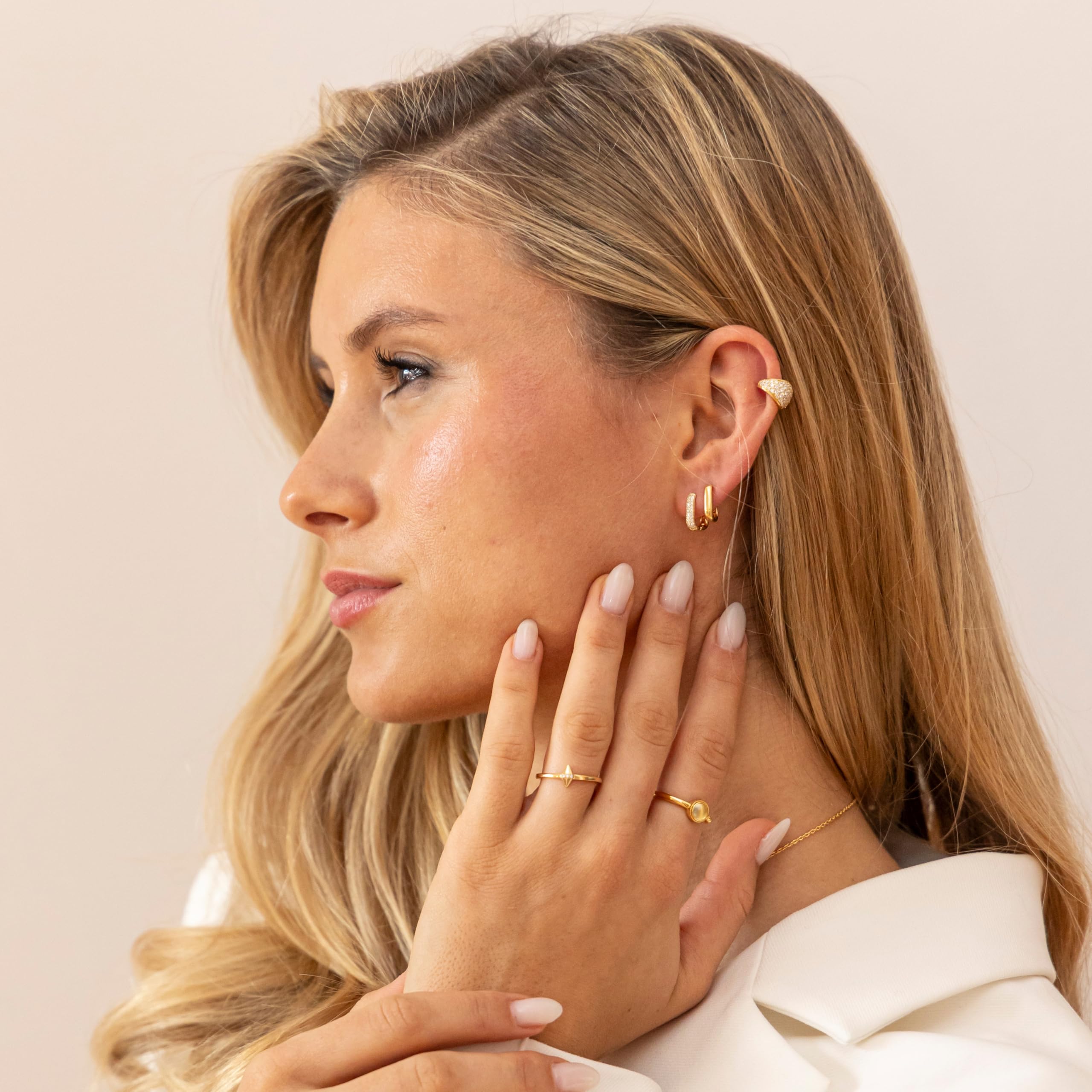 cai Damen Ear Cuff 925/- Sterling Silber 1,1cm Glänzend Zirkonia gelb 358220830V