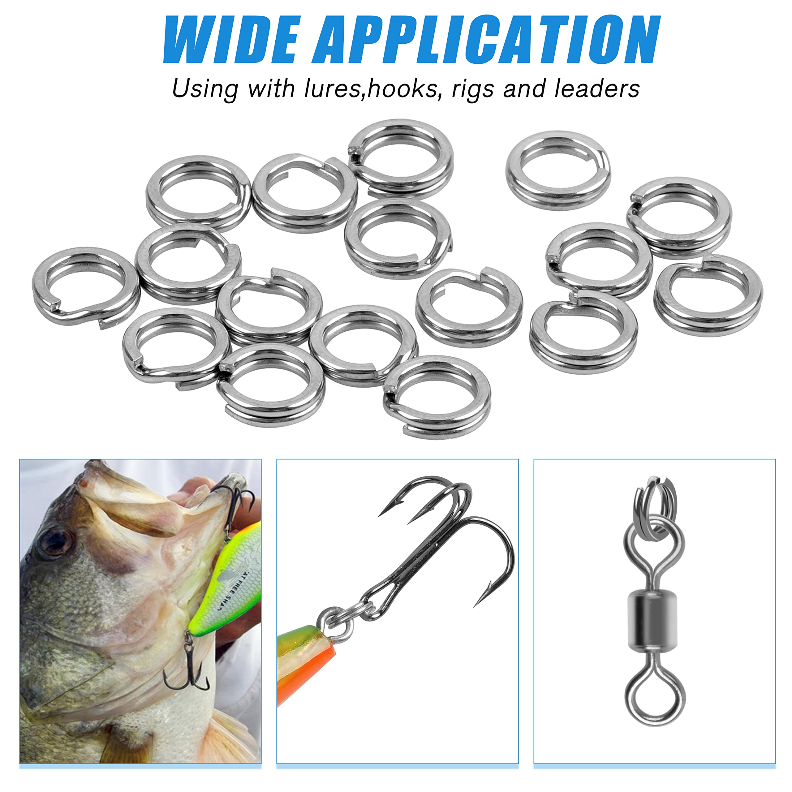 Fishing Split Rings 20-100pcs Heavy Duty Solid Fishing Rings / Connectors - Stainless Steel, 150lb-700lb Test Hog Rings Stainless Fishing Split Rings 20-100pcs Heavy Duty Solid Fishing Rings / Connectors - Stainless Steel, 150lb-700lb Test Hog Rings Stainless