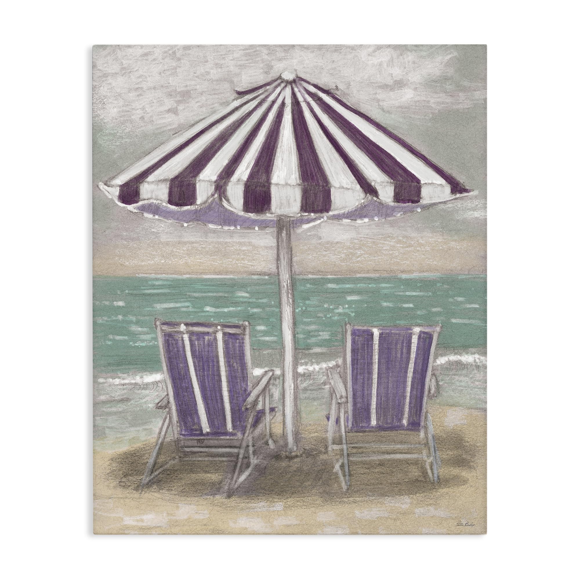 Stupell Industries Unframed 'Umbrella & Chairs On Beach', Canvas Art, 24 X 30 Inches, Easy To Hang And Sturdy, Made In Usa, By Patti Bishop