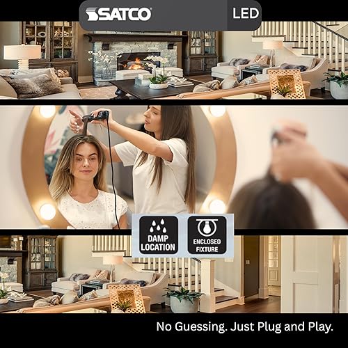 Miniatura 9 de Satco S12415 - Bombilla LED transparente A19 de 8 W, blanco suave de 3000 K, 800 lúmenes, 90 CRI, base E26 media, regulable, 120 V, equivalente a 60